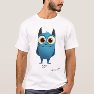 T-shirt Personnage bleu radieux   Conception joyeuse et am