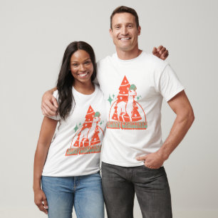 T-shirt Personnage d'animal de Noël lama rétro 