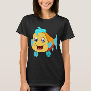 T-shirt Personnage de dessin animé de poisson doré heureux
