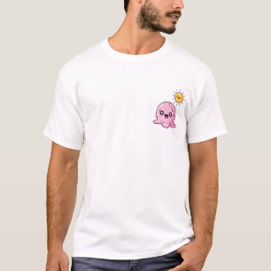 T-shirt Personnage de glace rose Kawaii qui fond avec bonh