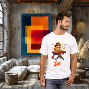 T-shirt Personnage de joueur de clavier orange drôle de mu