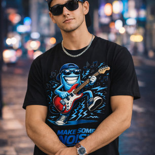 T-shirt Personnage de musicien de guitare bleue drôle musi