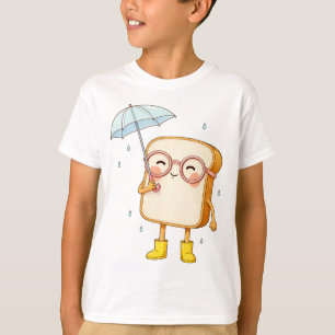 T-shirt Personnage de pain mignon avec parapluie – Pluie c