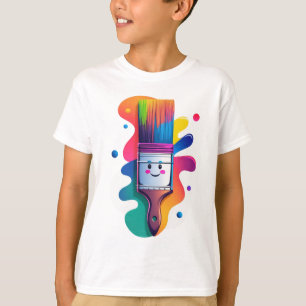 T-shirt Personnage de pinceau mignon avec éclaboussures de