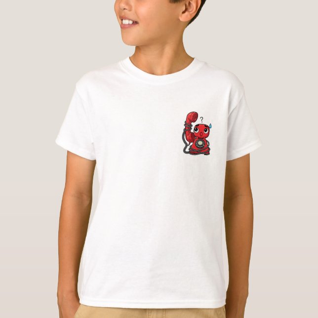 T-shirt Personnage de téléphone rétro confus pour enfants (Devant)