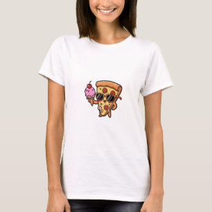 T-shirt Personnage de tranche de pizza cool portant des lu