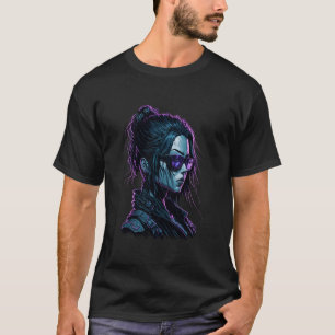 T-shirt personnage féminin de jeu vidéo avec lunettes de s