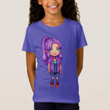 Personnage Pixel Art Cheveux Violets 