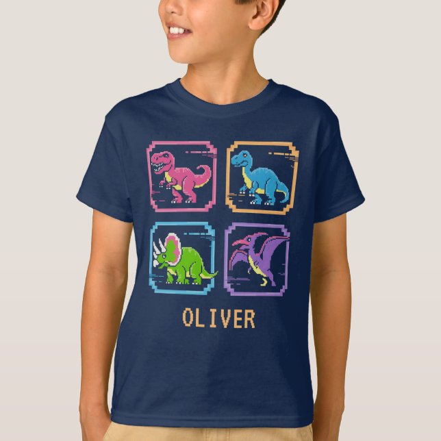T-shirt Personnages de dinosaures de l'arcade rétro des an (Devant)