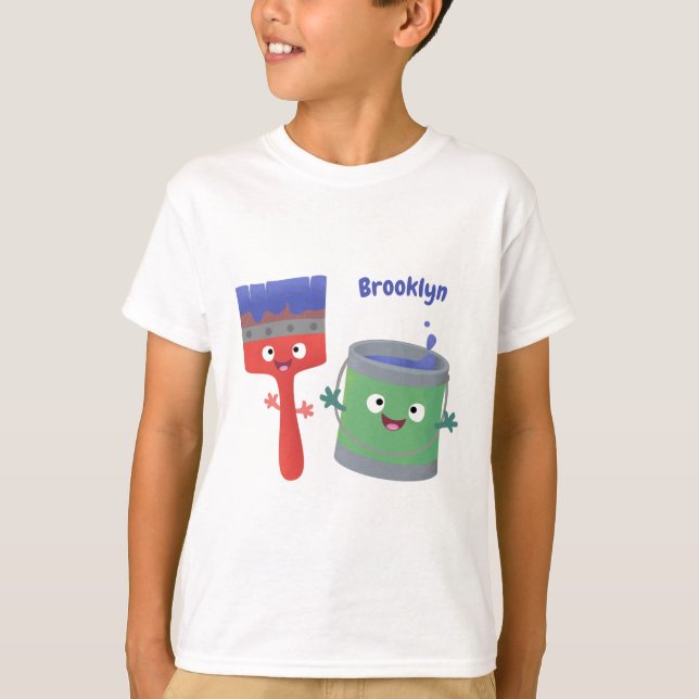 T-shirt Personnages de peinture et de pinceau mignons (Devant)