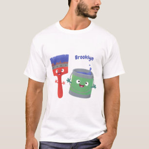 T-shirt Personnages de peinture et de pinceau mignons