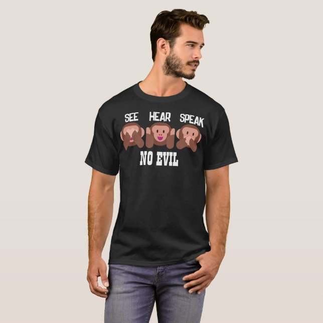 T-shirt Personnalisable Voir Entendre & Parler No Emoji Si (Devant entier)