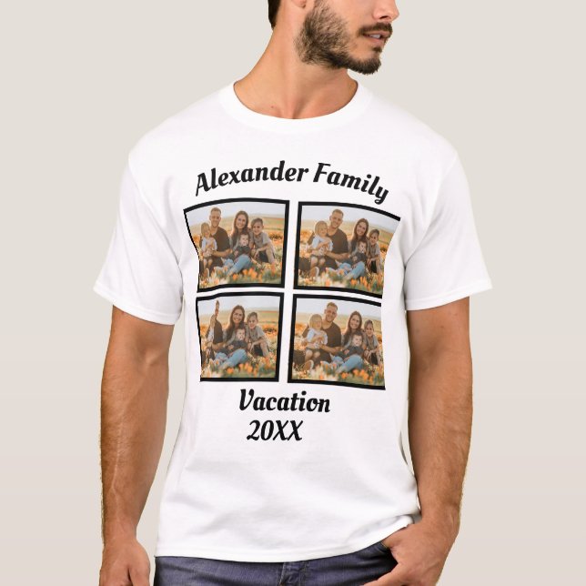 T-shirt Personnalisation Famille Vacances 4 Photo (Devant)