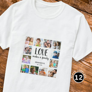 T-shirt Personnalisé 12 Photo Collage Famille Love Texte