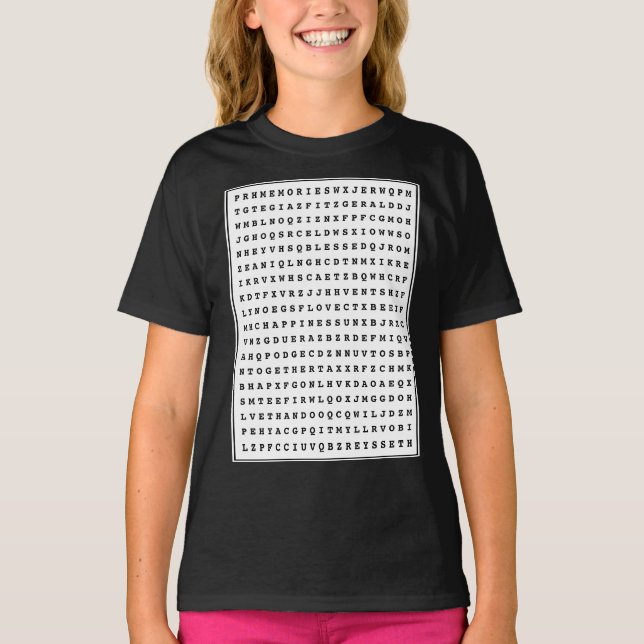 T-shirt Personnalisé 12 Word Famille Mot Recherche Enfants (Devant)