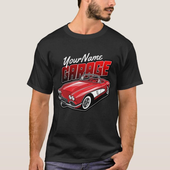 T-shirt Personnalisé 1961 C1 Red Classic Sports Voiture Ga (Devant)