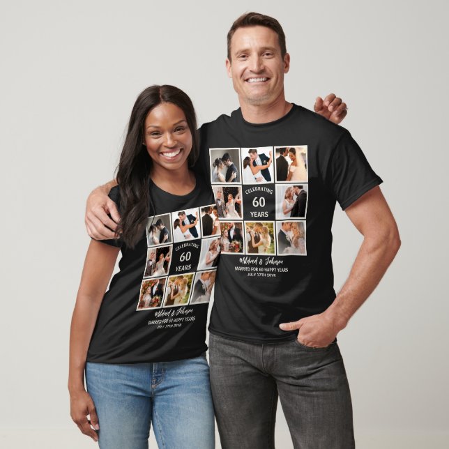 T-shirt Personnalisé 60 ans Anniversaire 8 photo Collage (Unisexe)