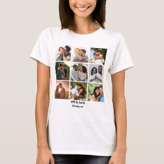 T-shirt Personnalisé 9 Photo Collage Modèle pour couples