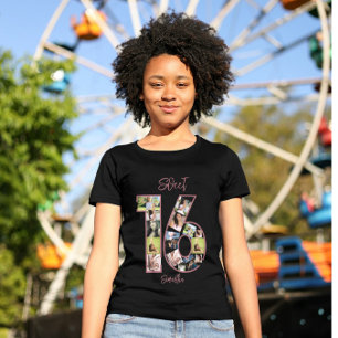 T-shirt Personnalisé Anniversaire Rose Girly Sweet 16 Phot