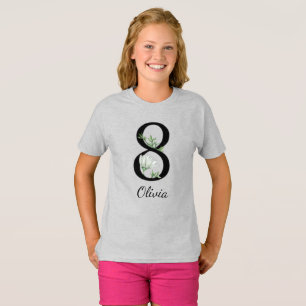 T-Shirt personnalisé avec nom et fleurs pour 8 ans