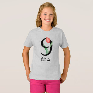 T-Shirt personnalisé avec nom et fleurs pour 9ème