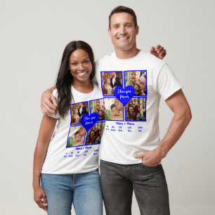 T-shirt Personnalisé Bleu 10e anniversaire 4 photo Collage