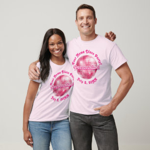 T-Shirt personnalisé Boule à facettes Rétro Rose