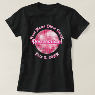 T-Shirt personnalisé Boule de Disco Rétro Rose