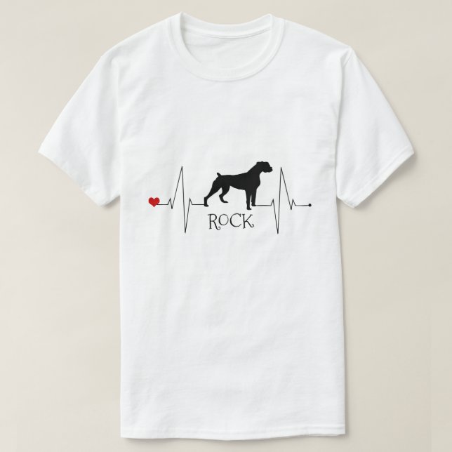 T-shirt Personnalisé Boxer Love My Dog Heart Beat (Design devant)
