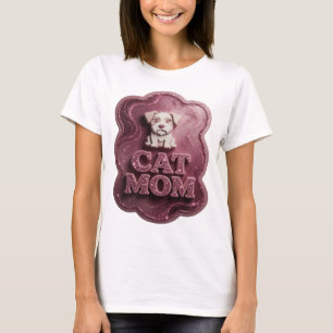 T-shirt personnalisé 'CAT MOM' rose élégant