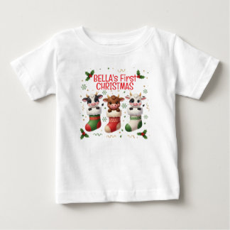 T-shirt personnalisé de Noël pour bébé vache de pr