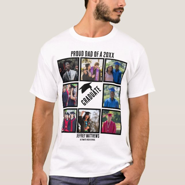 T-shirt Personnalisé Fier Papa de l'année Graduation Photo (Devant)
