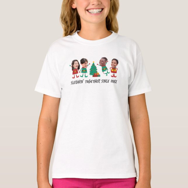 T-shirt Personnalisé Funny Face Photo Elf de Noël (Devant)