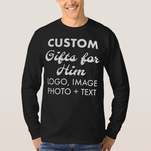 T-shirt Personnalisé Homme's Black Long Sleeve Tee (Devant)