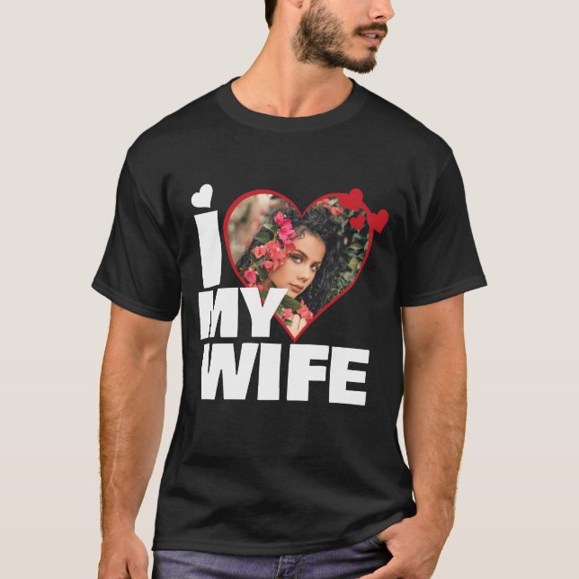T-shirt Personnalisé J'aime ma femme Coeur Photo (Devant)