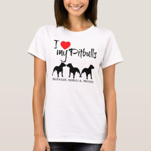 T-shirt Personnalisé J'Aime Mes Trois Pitbulles