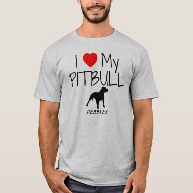 T-shirt Personnalisé J'Aime Mon Pitbull (Devant)
