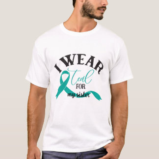 T-shirt Personnalisé Je porte Turquoise pour mon cancer de