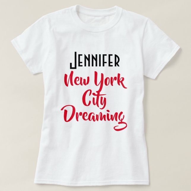 T-shirt Personnalisé "Jennifer, New York City Dream" Blanc (Design devant)