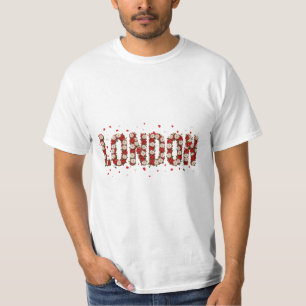 T-Shirt Personnalisé Londres Fleurs Rouge Élégant