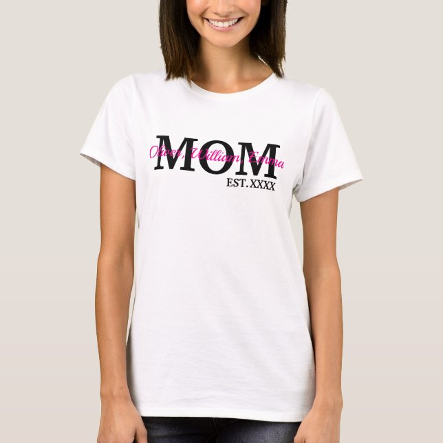 T-shirt Personnalisé Maman & Custom Children Noms (Devant)