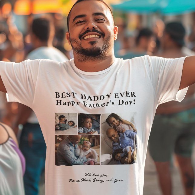T-shirt Personnalisé Meilleur Papa Jamais photo collage si (Créateur téléchargé)