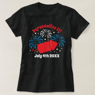 T-shirt PERSONNALISÉ mignon du 4 juillet Feu d'art