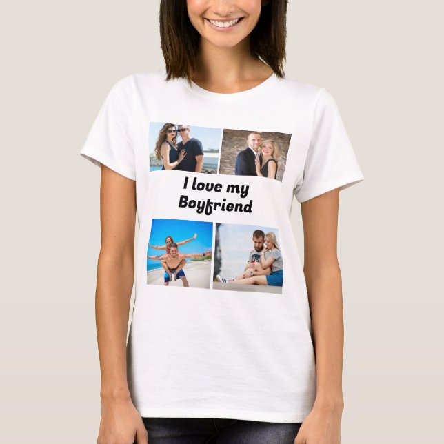 T-shirt Personnalisé moderne I Love my Girlfriend 4 Photo  (Devant)