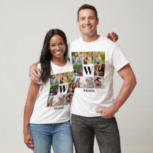 T-shirt Personnalisé Moderne Monogramme Famille Photo Coll