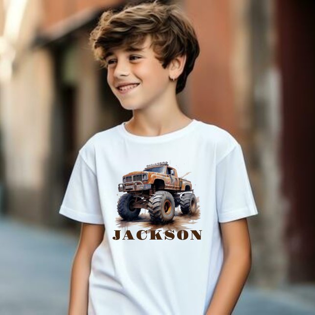 T-Shirt Personnalisé Monster Truck Name Pour Enfan (Créateur téléchargé)