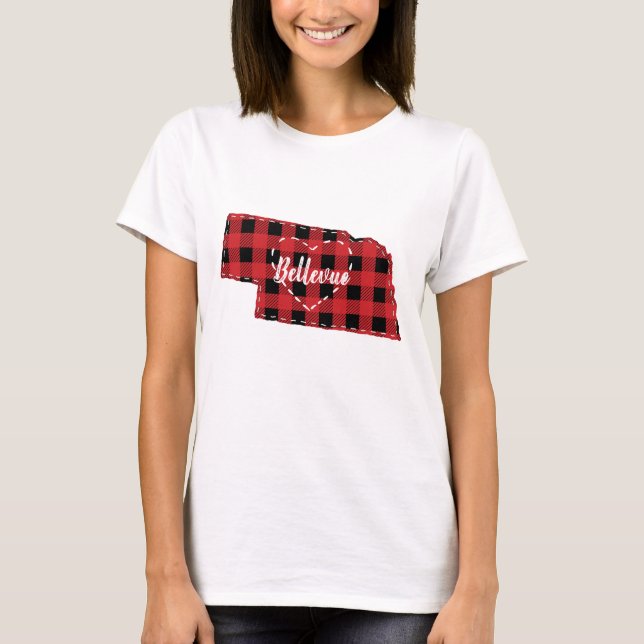 T-shirt Personnalisé Nebraska Accueil Buffle d'État Plaid  (Devant)