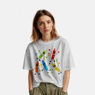 T-shirt Personnalisé Nom Kawaii Dancing Crayons Enseignant