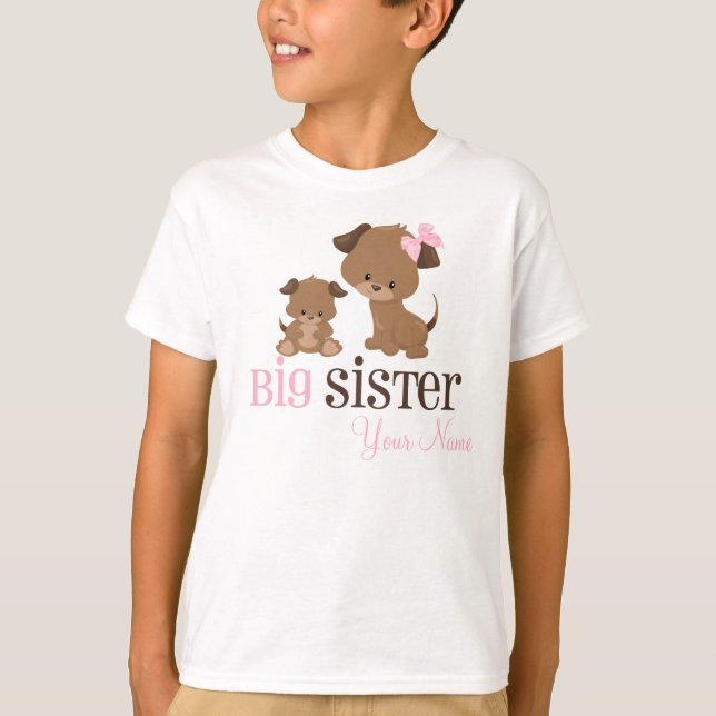 T-shirt personnalisé par chiot de grande soeur (Devant)