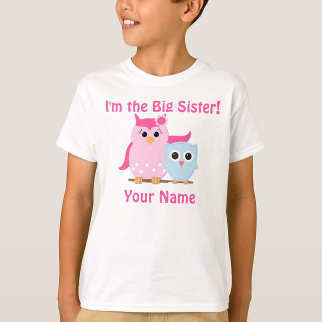 T-shirt personnalisé par hibou de grande soeur (Devant)